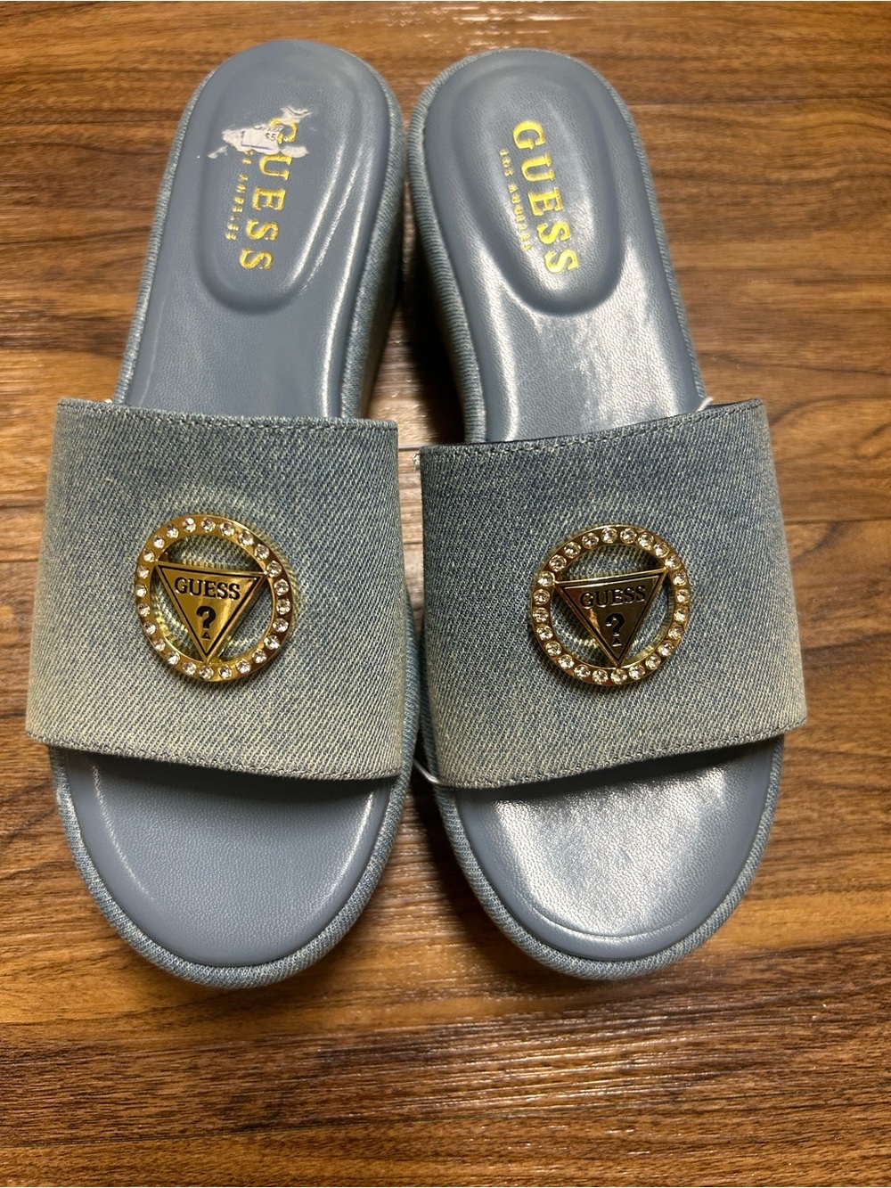 Guess denim sandals. Super cute. NEW. Size 6